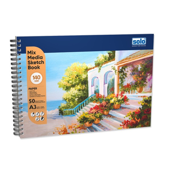 Mixed Media Sketchbook, A3, 50 Sheets, 140 GSM (Landscape) SBA3LD1 (Pack of 2)